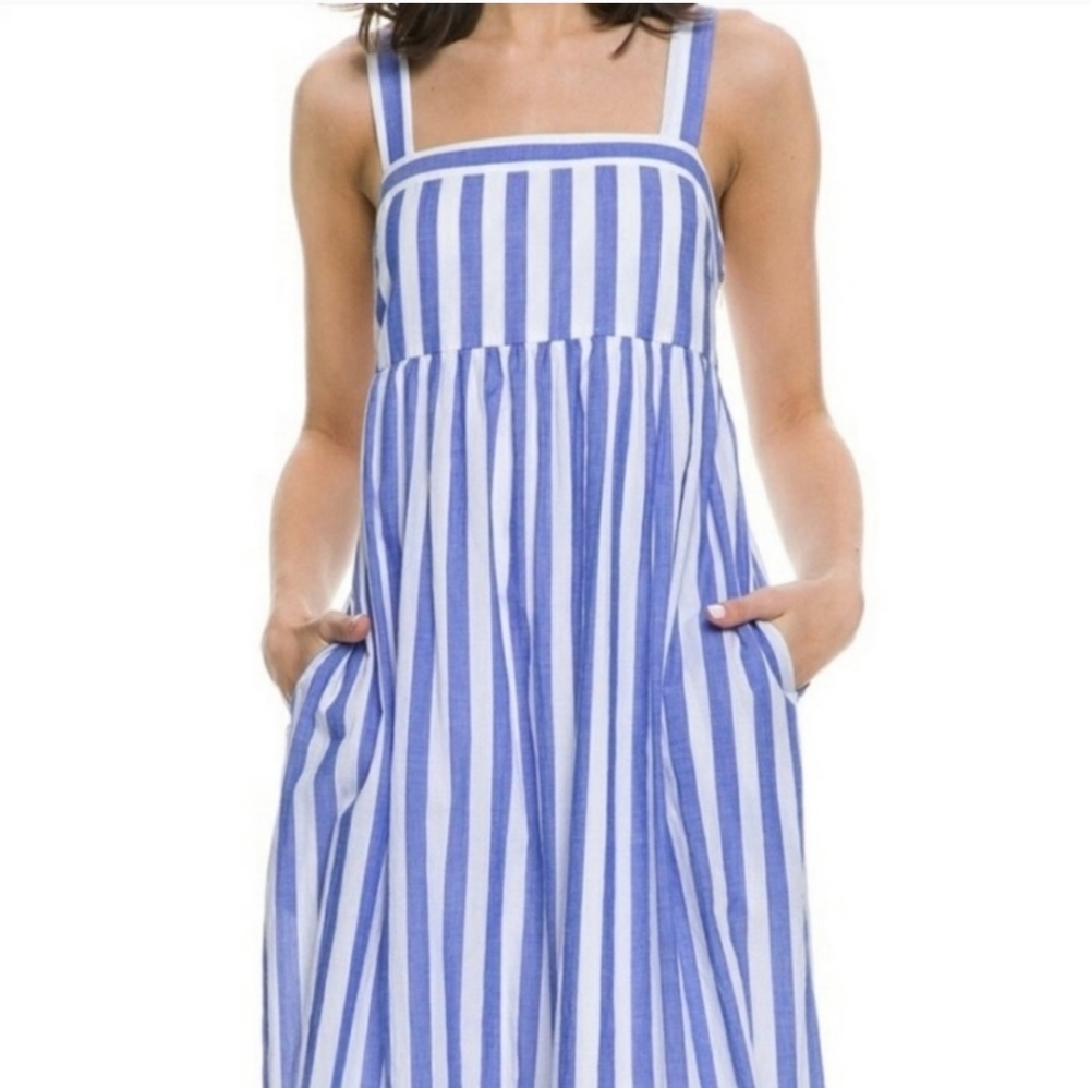 NWOT English Factory Blue Stripe Maxi Dress